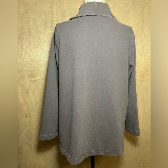 J. Jill Pure Jill Gray Asymmetric Draped Collar Jacket MP - Picture 7 of 11